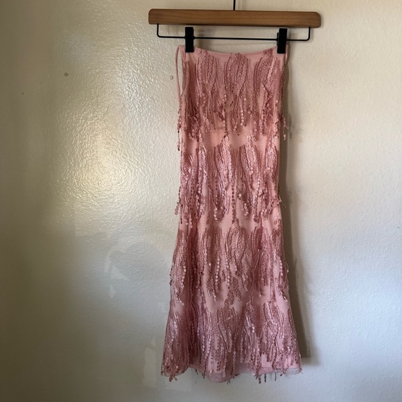 Lulus | Making Magic Blush Pink Fringe Lace-Up Mini Dress - Picture 2 of 7